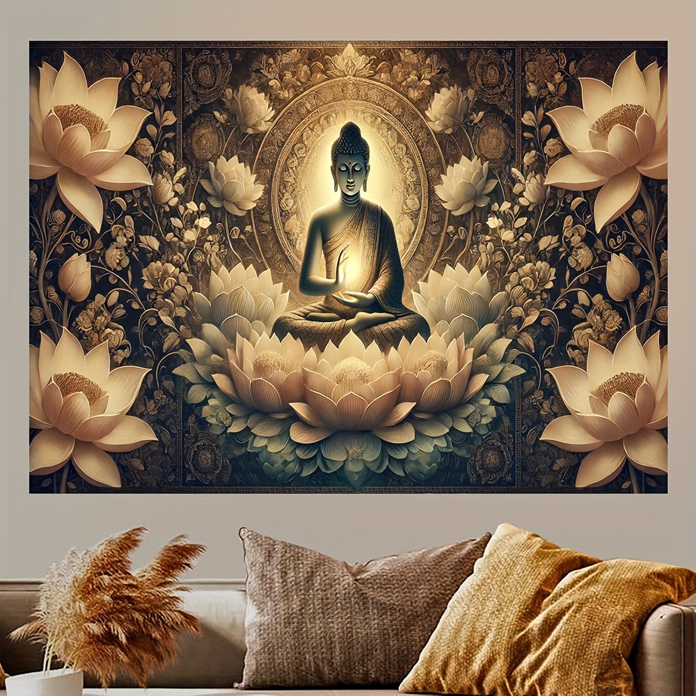 Interior Design Zen - Buddha Lotus Flower Wall Tapestry Zen