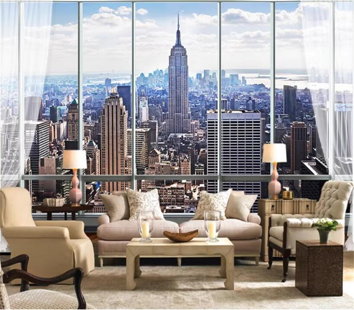Interior Design New York - New York Sunrise 3D Window Cityscape