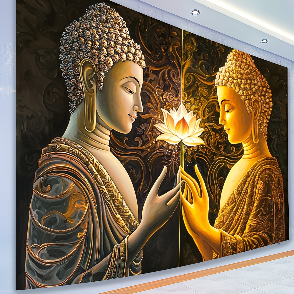 Interior Design Zen - Buddha Lotus Wall Tapestry Spiritual Art
