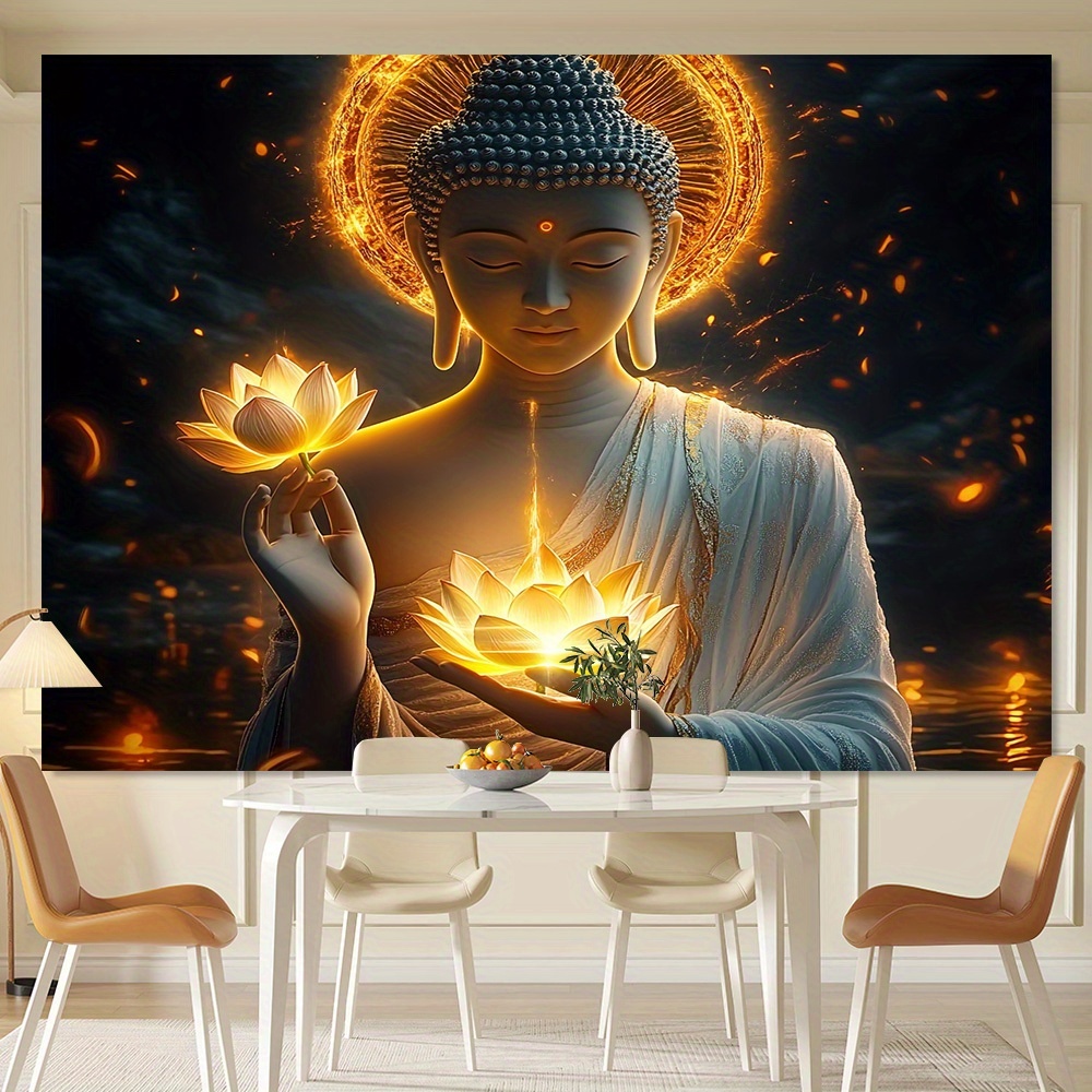 Interior Design Zen - Buddha with Lotus Flower Wall Art