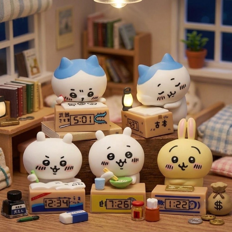 Interior Design Mockup - Hachiware Usagi Cartoon Alarm Clock Figurine