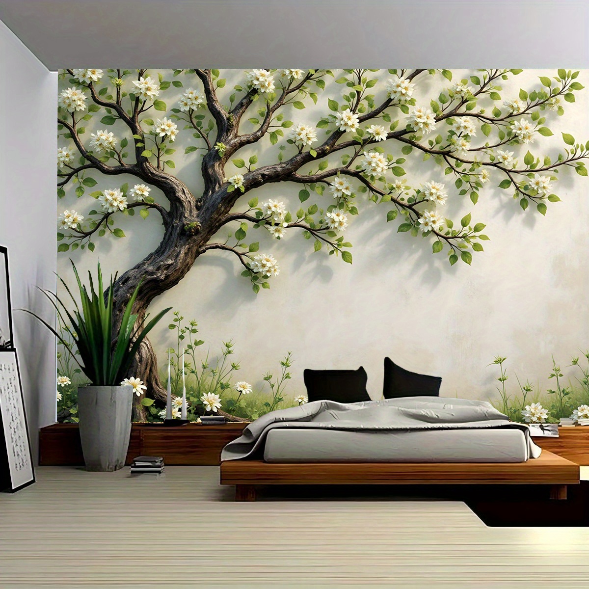 Interior Design Zen - 3D Blossoming Tree Wall Mural for