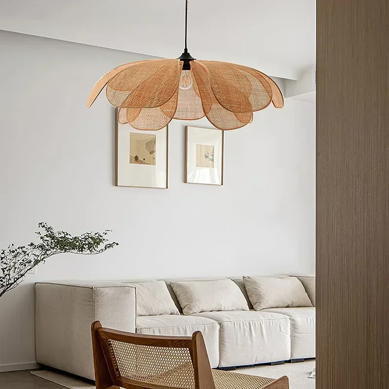 Interior Design Zen - Japanese Rattan Flower Petal Pendant Light