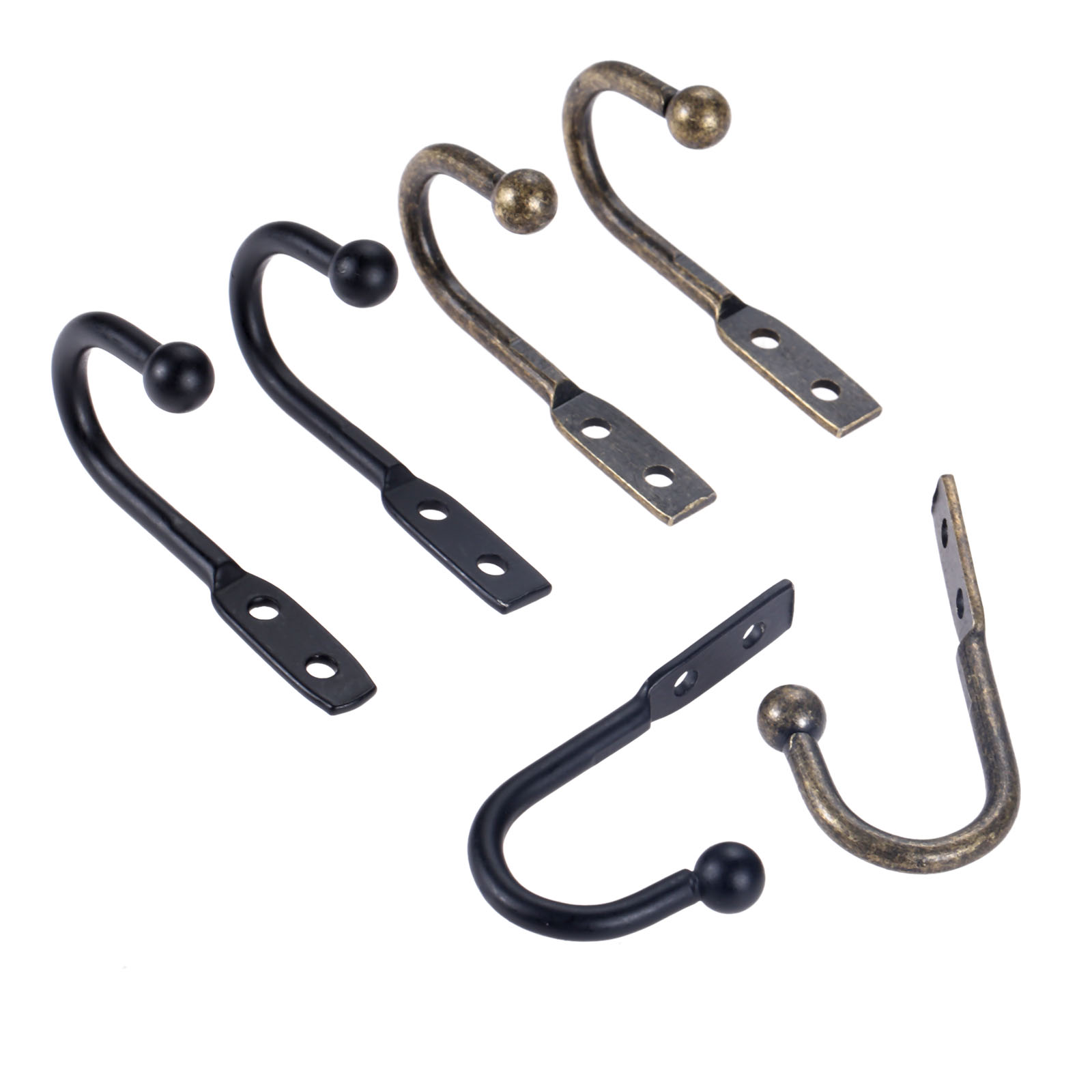 Bộ 5 Vintage Đen/Đồng Cổ Móc D - đánh giá và giá Antique Brass Hook