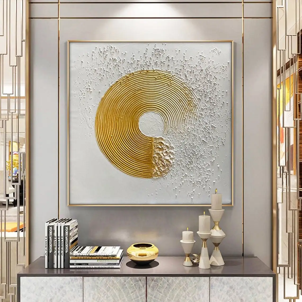 Abstract Original Gold Circle  - đánh giá và giá Interior Design Living Room