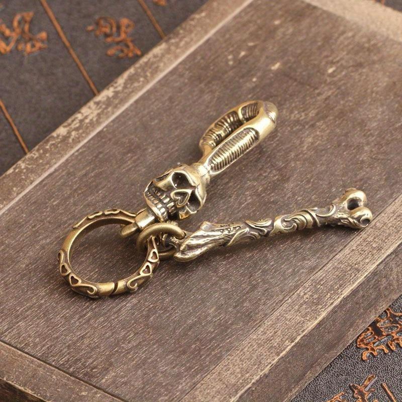 1Pc Solid Brass Keychain Skull - đánh giá và giá Antique Brass Hook